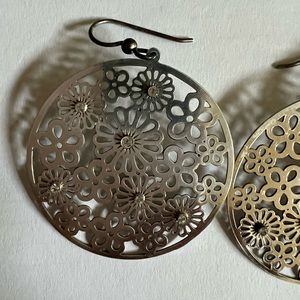 Brighton silver with Swarovski crystals, laser cut flower earrings